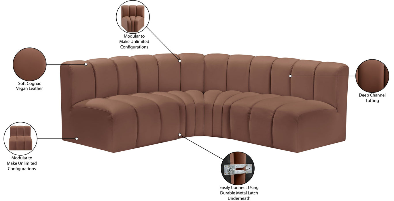 Arc - Faux Leather 4 Piece Corner Modular Sofa