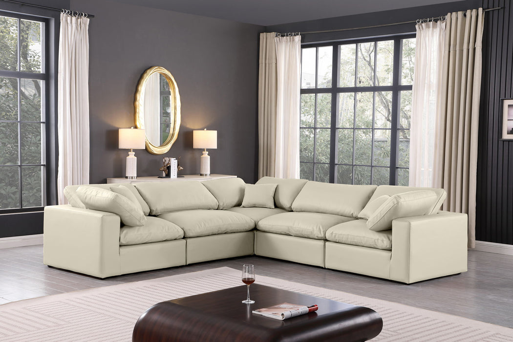 Comfy - 5 Piece Faux Leather Modular Corner Sectional - Simple Home Plus