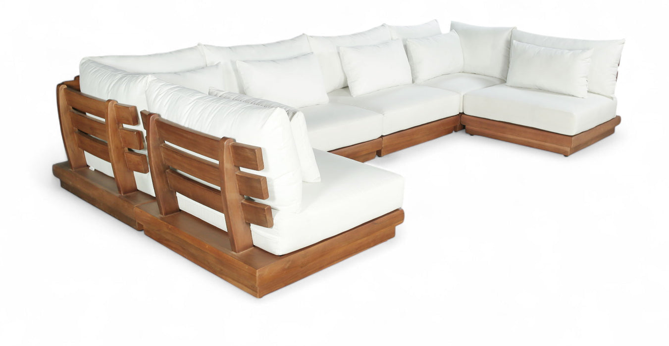 Mirella - 6 Piece Water Resistant Fabric Upholstered Outdoor Patio Modular Sectional - Simple Home Plus