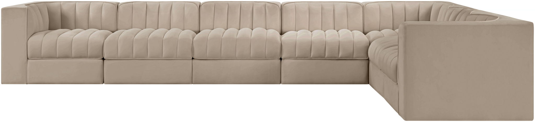 Rummi - Velvet Performance Fabric Upholstered 7 Piece Modular Sectional (With 3 Corner Chairs) - Simple Home Plus