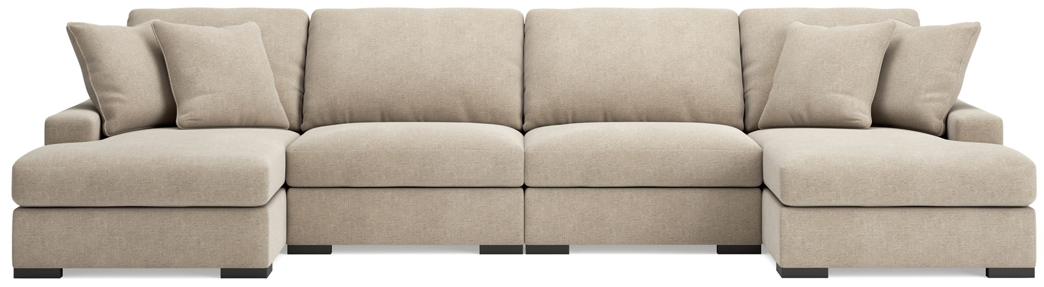 Calden - 4-Piece Sectional With Double Chaise - Oatmeal - Simple Home Plus