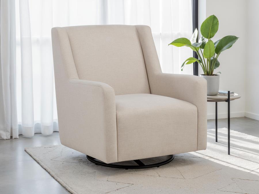Sorrel - Fabric Upholstered Swivel Glider Arm Chair - Latte - Simple Home Plus