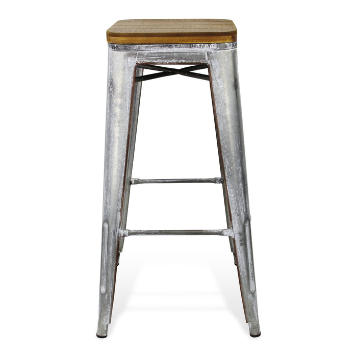 Galvanized Metal Backless Bar Height Chair 31" - Brown and Gray