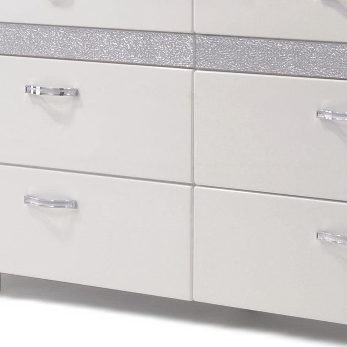 High Gloss Manufactured Wood Eight Drawer Double Dresser 63" - White