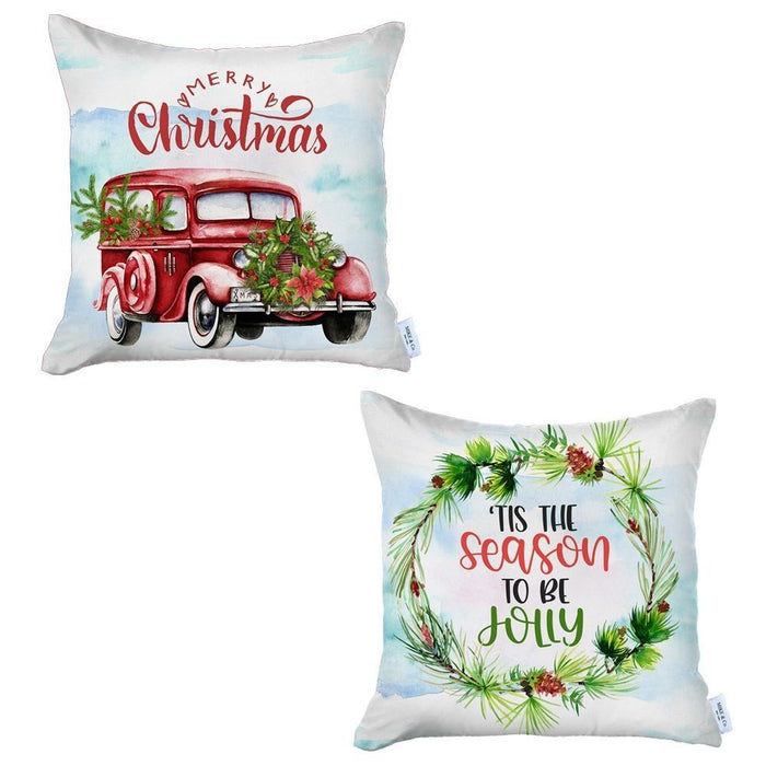 Merry Christmas Tis The Season Thow Pillows (Set of 2) - Multicolor