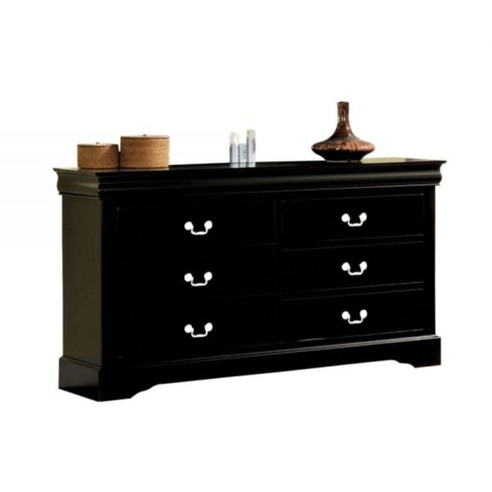 Manufactured Wood Six Drawer Double Dresser 60" - Black