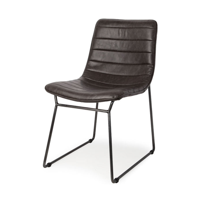 Faux Leather Seat With Frame Dining Chair - Black Iron