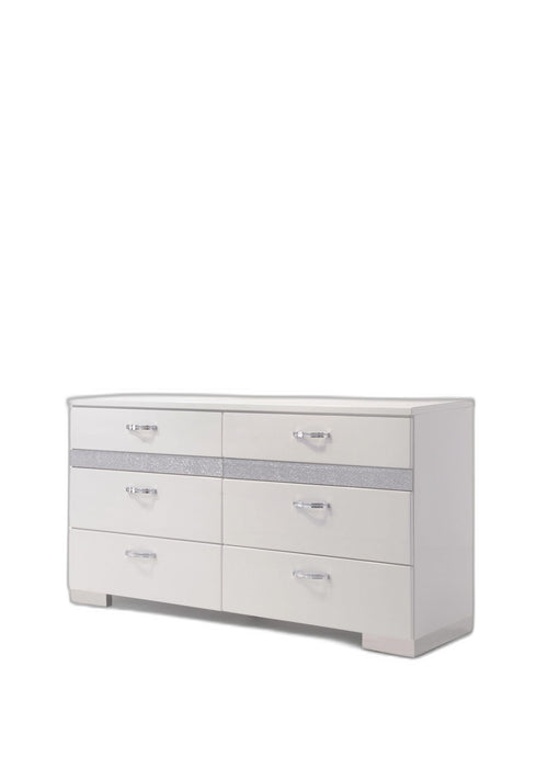 High Gloss Manufactured Wood Eight Drawer Double Dresser 63" - White