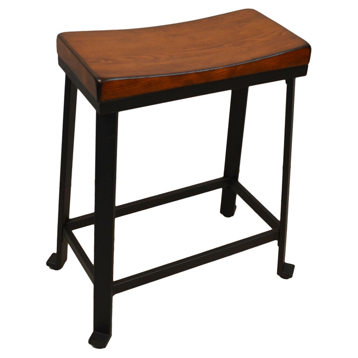 Steel Backless Counter Height Bar Chair With Footrest 24" - Chestnut and Black