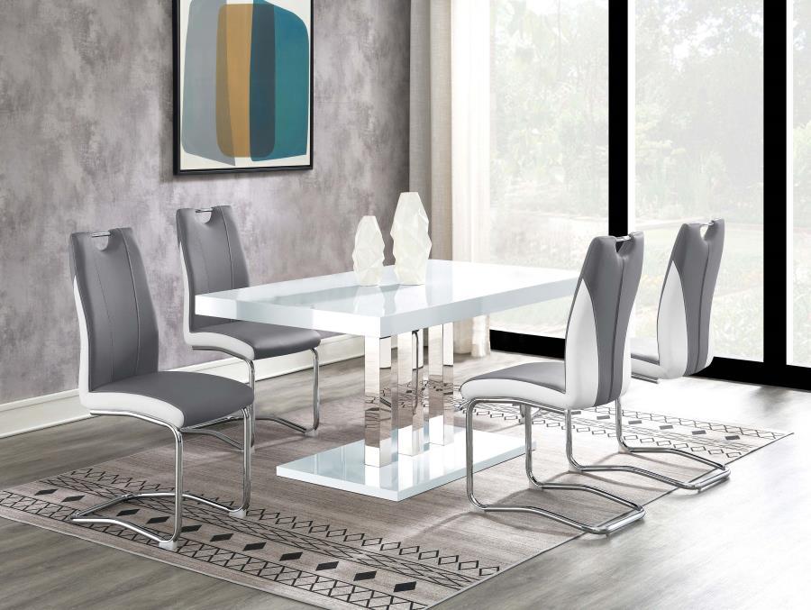 Brooklyn - 5 Piece Dining Set - White And Chrome