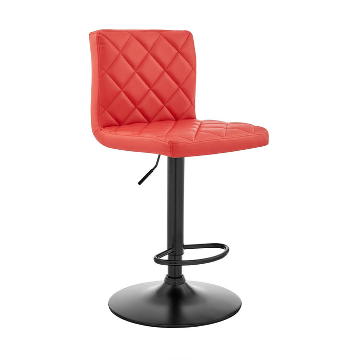 Faux Leather Swivel Adjustable Bar Stool - Red