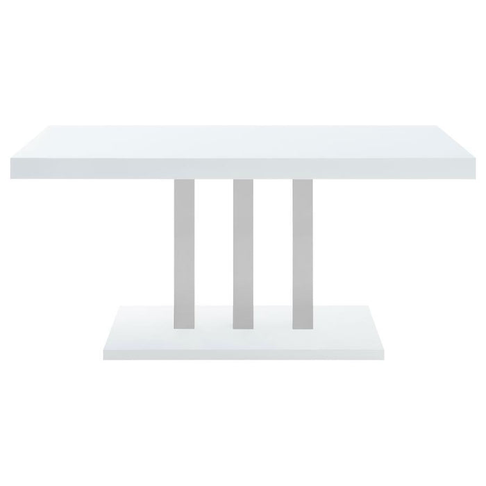 Brooklyn - Rectangular Dining Table - White High Gloss And Chrome
