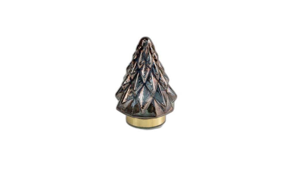 7"H Glass Christmas Tree Sculpture - Grey And Gold