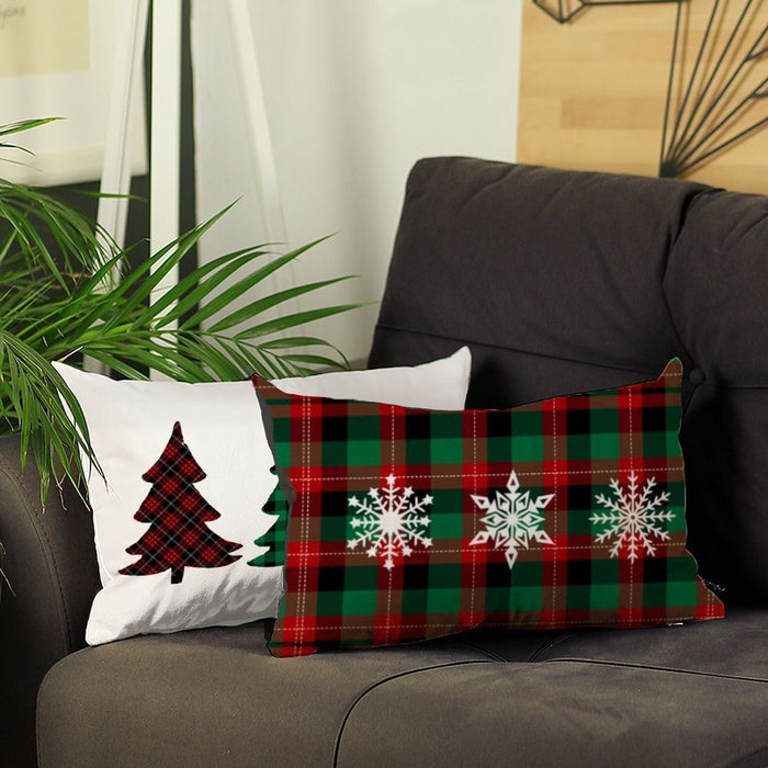 Christmas Plaid Lumbar Decorative Pillows (Set of 2) - Multicolor