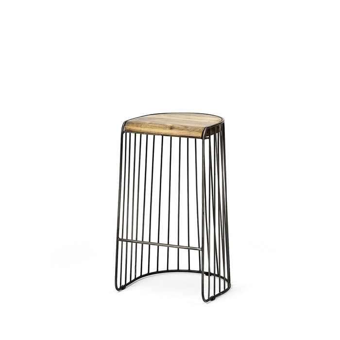 Wire Design Counter Stool - Wood And Metal
