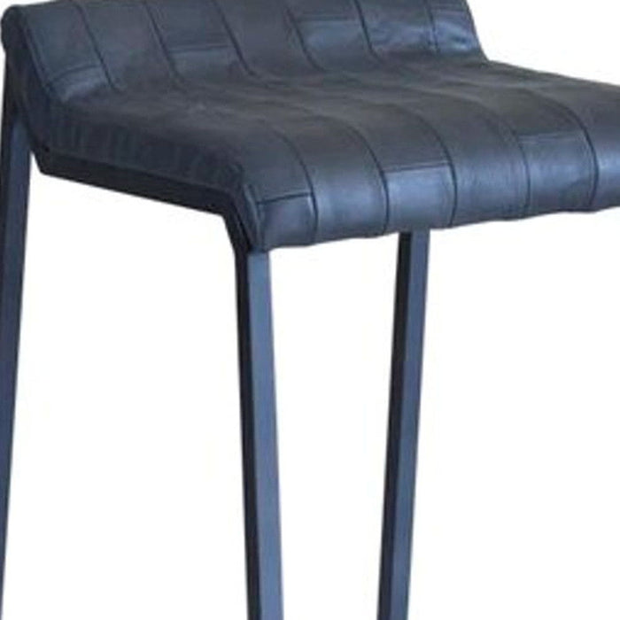 Leather Low Back Counter Height Bar Chair With Footrest 27" - Dark Gray