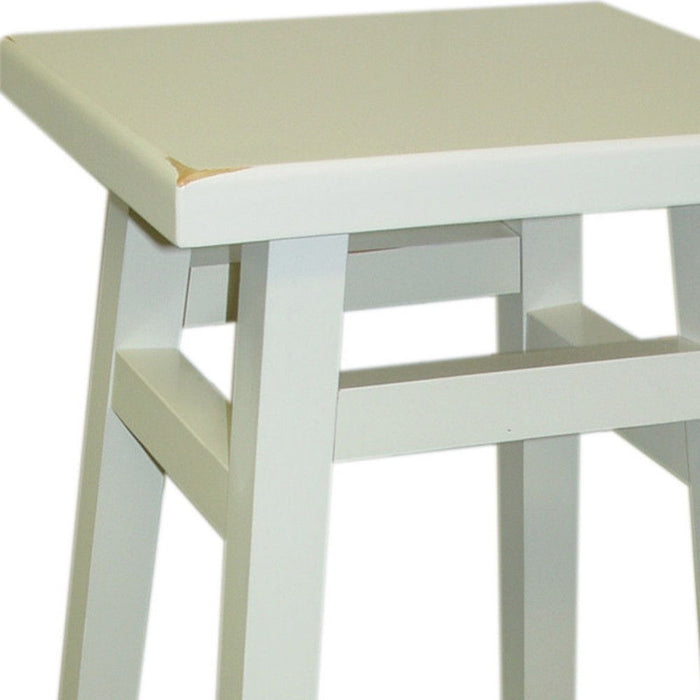 Backless Counter Height Bar Chair With Footrest 24" - White