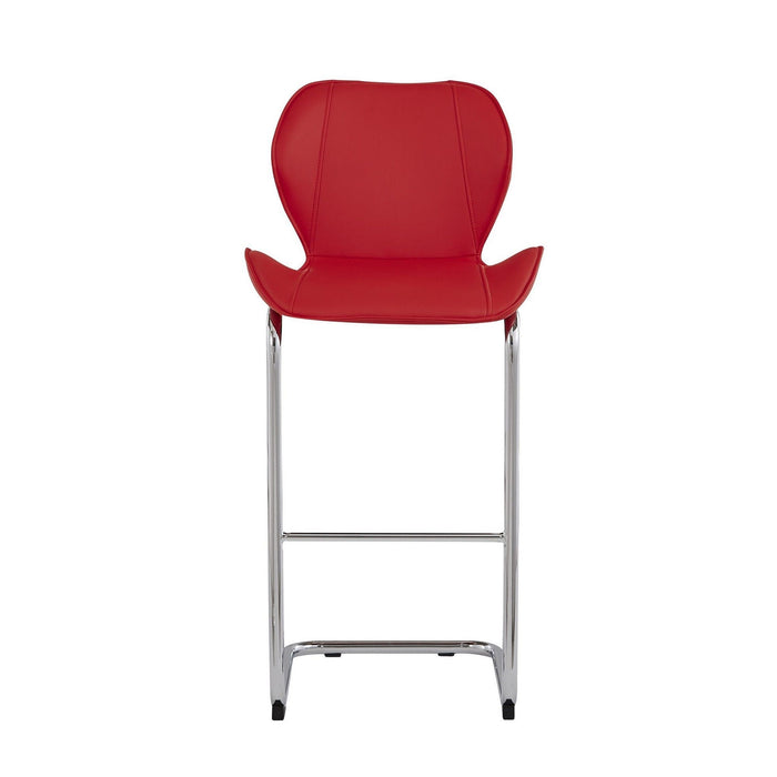 Modern Barstools With Chrome Legs (Set of 4) - Red