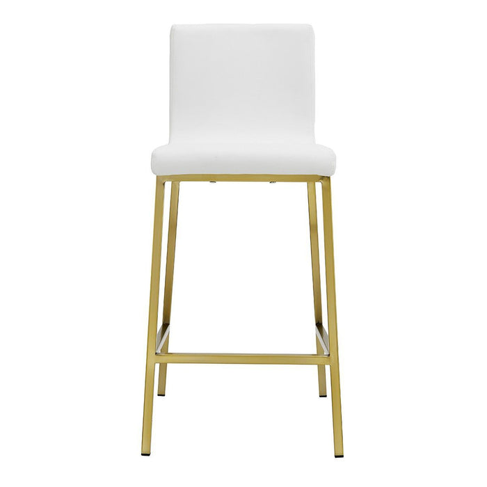 Steel Low Back Counter Height Bar Chairs With Footrest (Set of 2) 36" - White And Gold