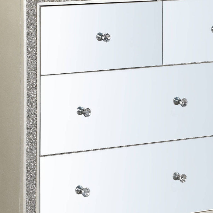 Solid Wood Mirrored Multi Drawer Triple Dresser 63" - Mirrored And Champagne