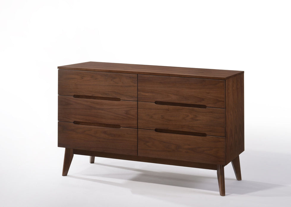 Solid Wood Six Drawer Double Dresser 51" - Dark Brown