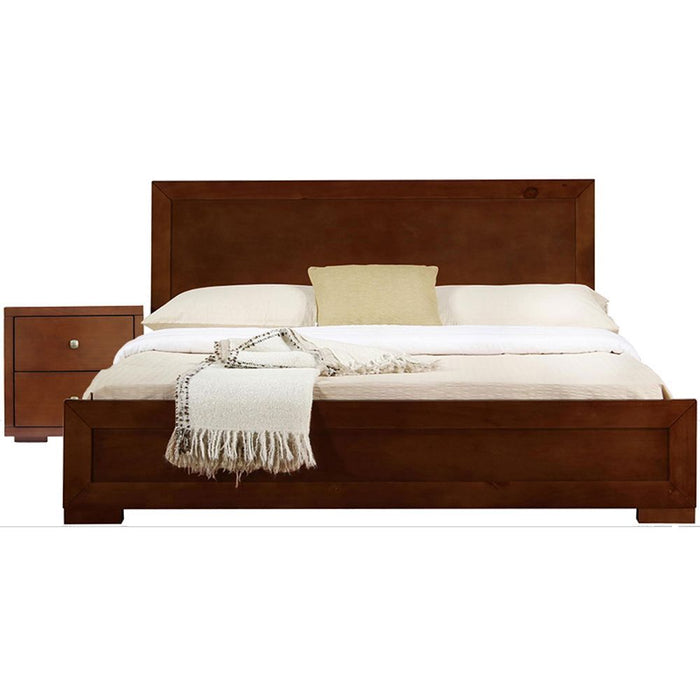 Moma Platform Twin Bed With Nightstand - Walnut Wood