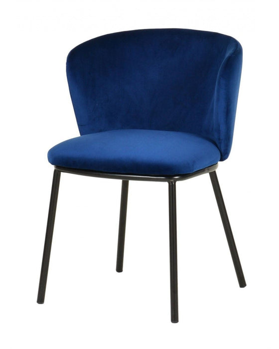 Velvet and Black Modern Dining Chairss (Set of 2) - Royal Blue