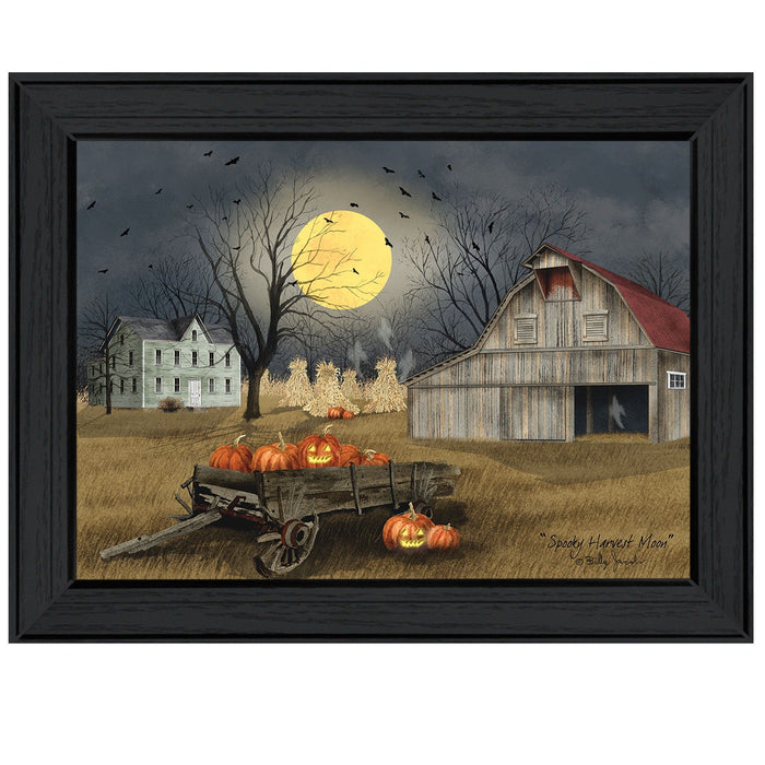 Spooky Harvest Moon 3 Framed Print Wall Art - Black