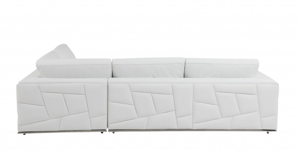 White Italian Leather Modular L Shaped Two Piece Corner Sectional