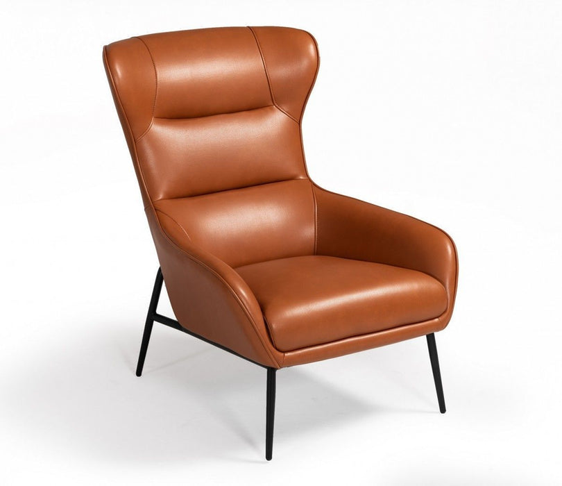 Industrial Leather And Metal Lounge Chair - Orange