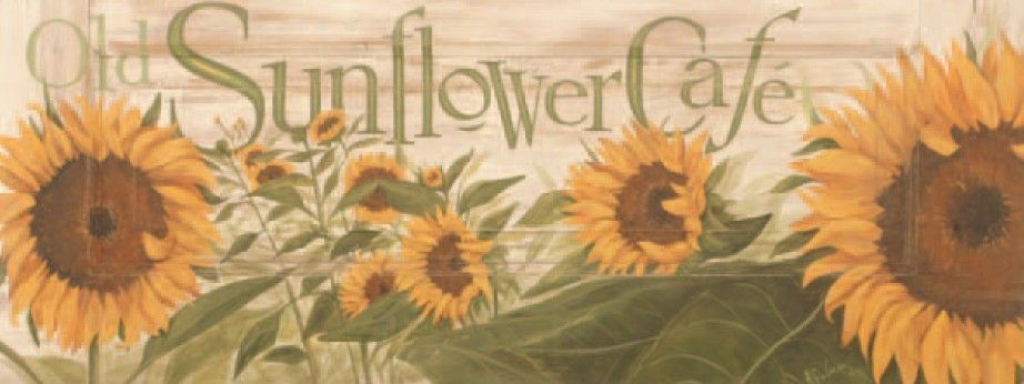Rustic Old Sunflower Cafe Wall Art - Yellow