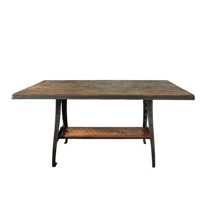 Solid Wood And Steel Dining Table 72" - Brown And Black