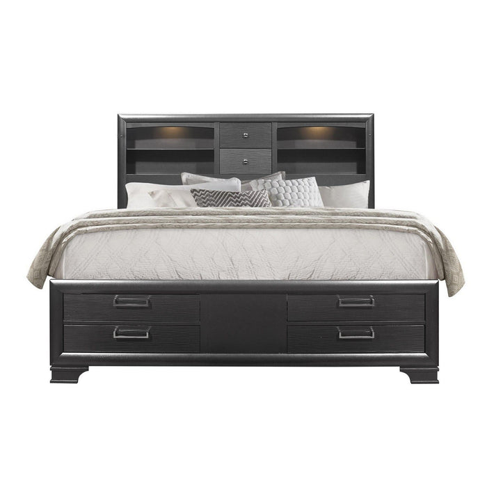 Solid Wood Full Eight Drawers Bed - Gray