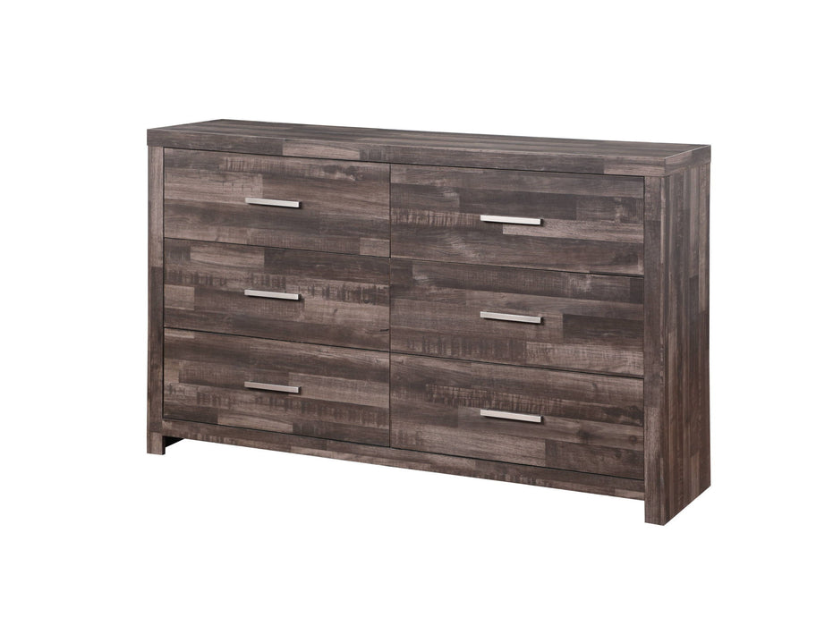 Solid Wood Six Drawer Double Dresser 60" - Dark Oak