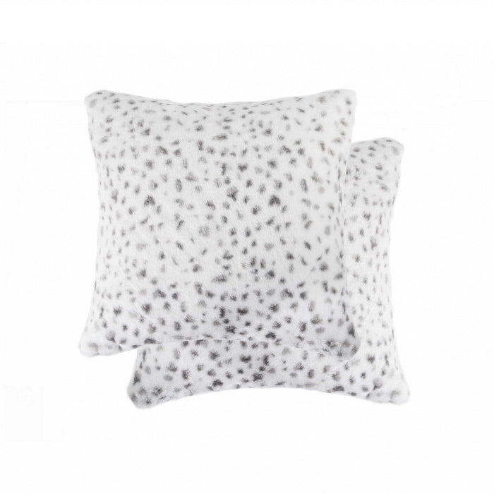 Snow Leopard Faux Fur Pillow (Set of 2) - Brown And White
