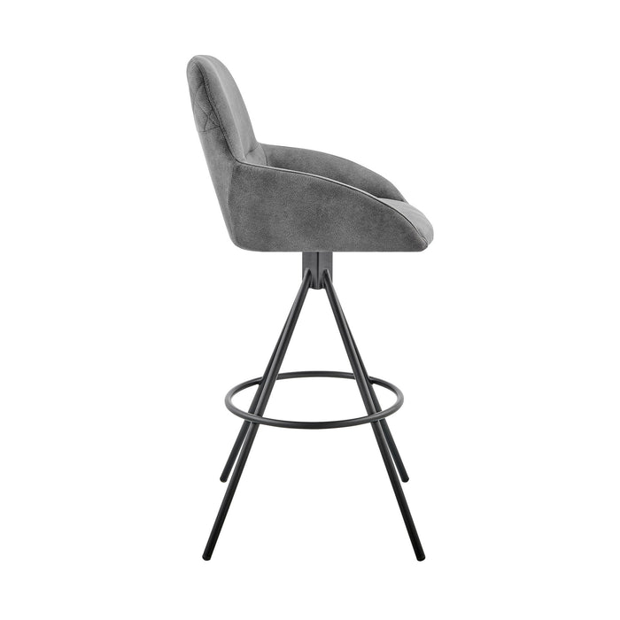 Microfiber and Black Iron Bar Height Chair 41" - Charcoal