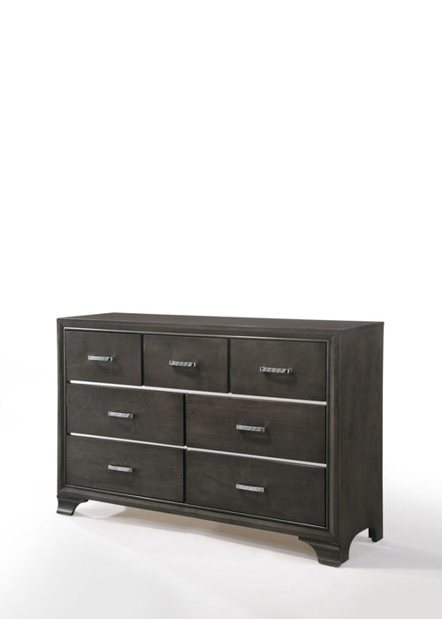 Manufactured Wood Seven Drawer Triple Dresser 58" - Gray
