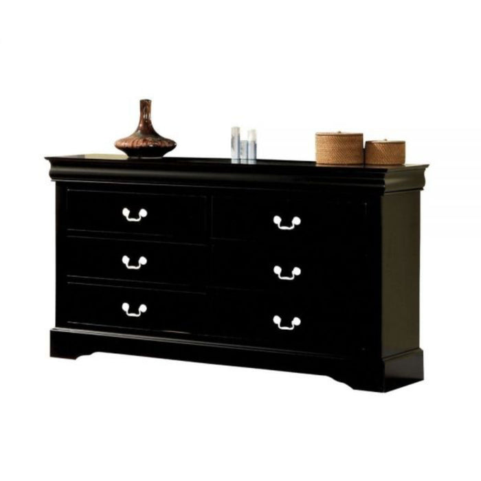 Manufactured Wood Six Drawer Double Dresser 60" - Black