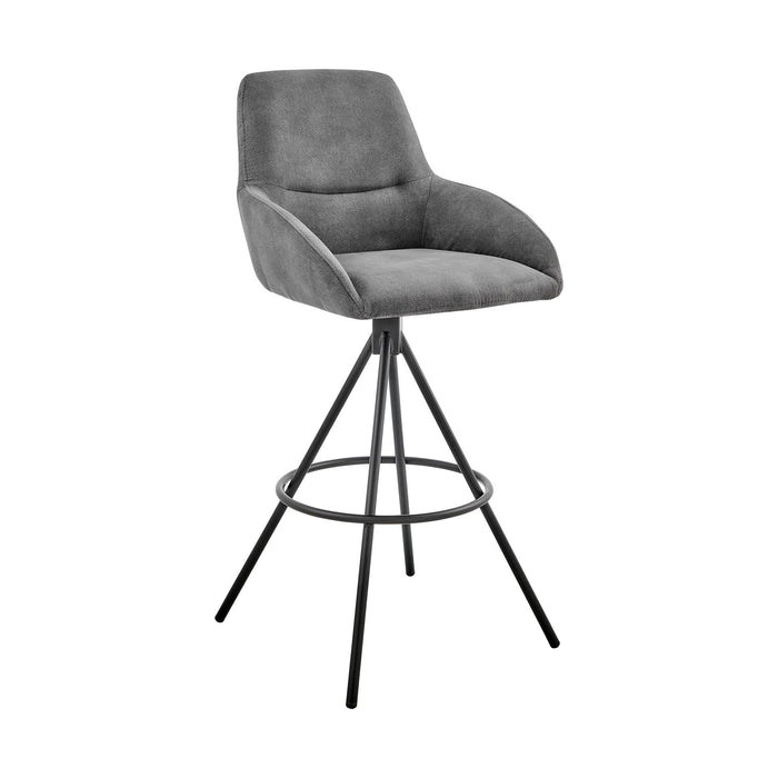 Microfiber and Black Iron Bar Height Chair 41" - Charcoal