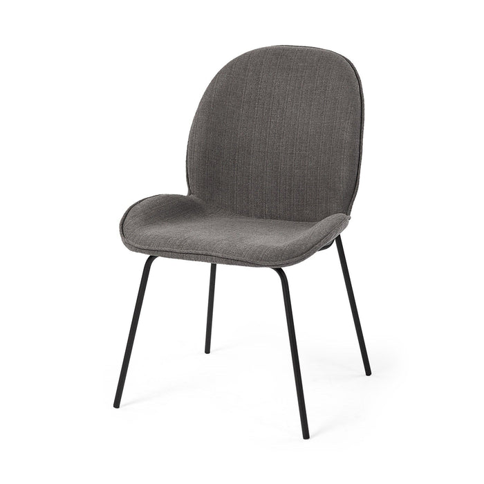 Black and Gray Flaired Seat Fabric Dining Chair