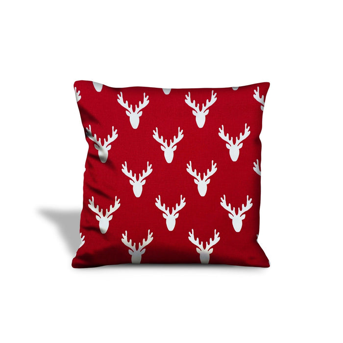14"Hx20"L Zippered Christmas Reindeer Lumbar Indoor Outdoor Pillow Cover - Red And White