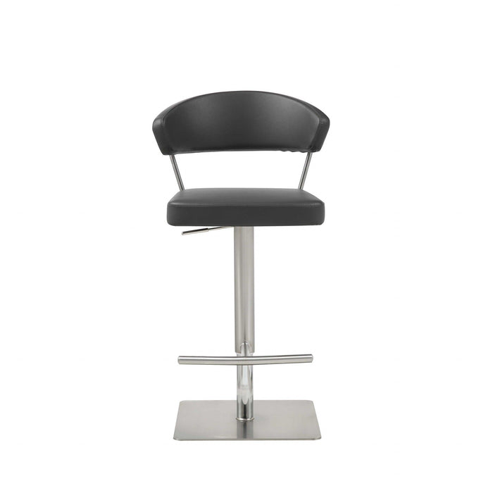 Stainless Steel Chair With Footrest 34" - Black and Silver