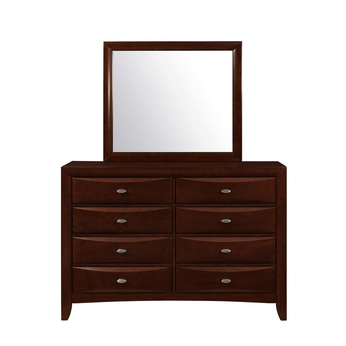 Solid Wood Eight Drawer Double Dresser 54" - Cherry