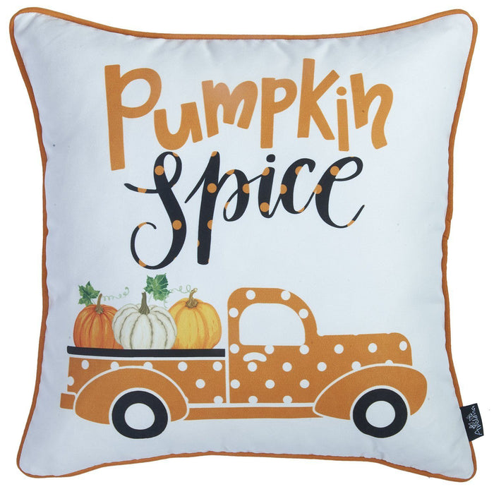 18"Lx18"H Thanksgiving Pumpkin Spice Throw Pillow Cover (Set of 2) - Multicolor