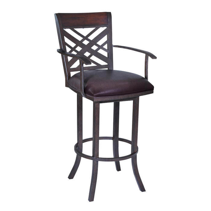Faux Leather And Iron Counter Height Bar Chair 41" - Dark Brown