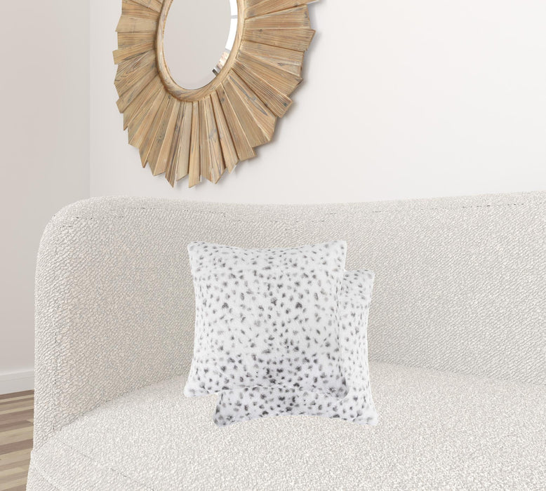 Snow Leopard Faux Fur Pillow (Set of 2) - Brown And White