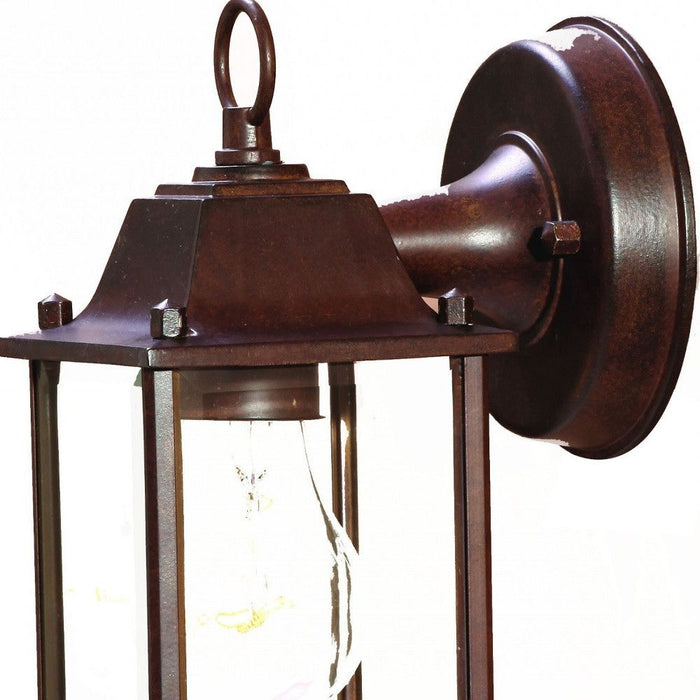 Hanging Glass Lantern Wall Light - Dark Brown