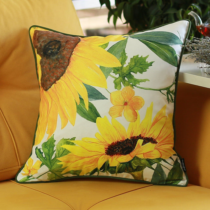 Square Sunflower Throw Pillow Covers (Set of 2) - Multicolor