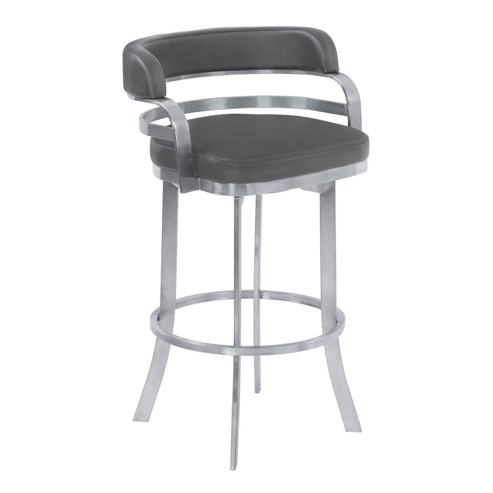 Brushed Stainless Steel Bar Height Swivel Full Back Bar Chair 38" - Gray