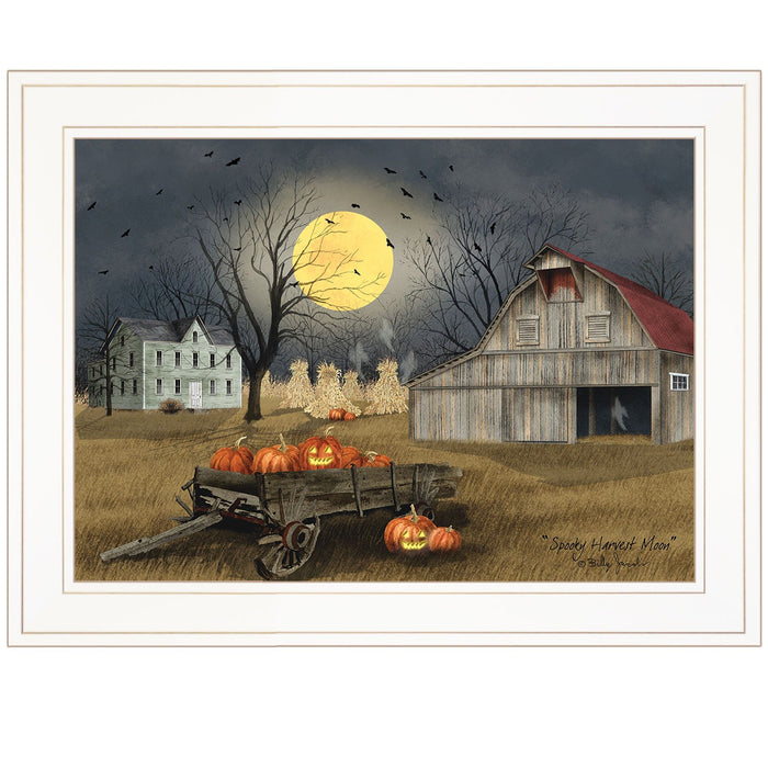Spooky Harvest Moon 2 Framed Print Wall Art - White